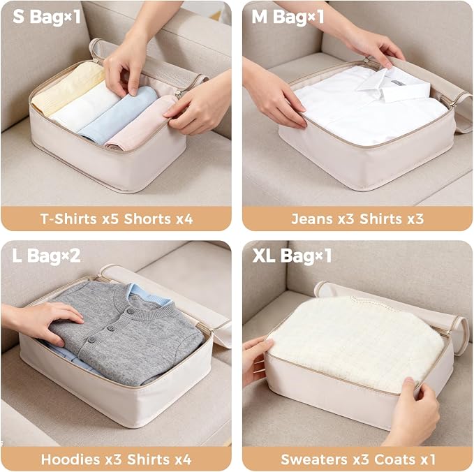 BAGAIL 9 Set Packing Cubes with Packing List Luggage Packing Organizers for Travel Accessories (Cream) - Image 2