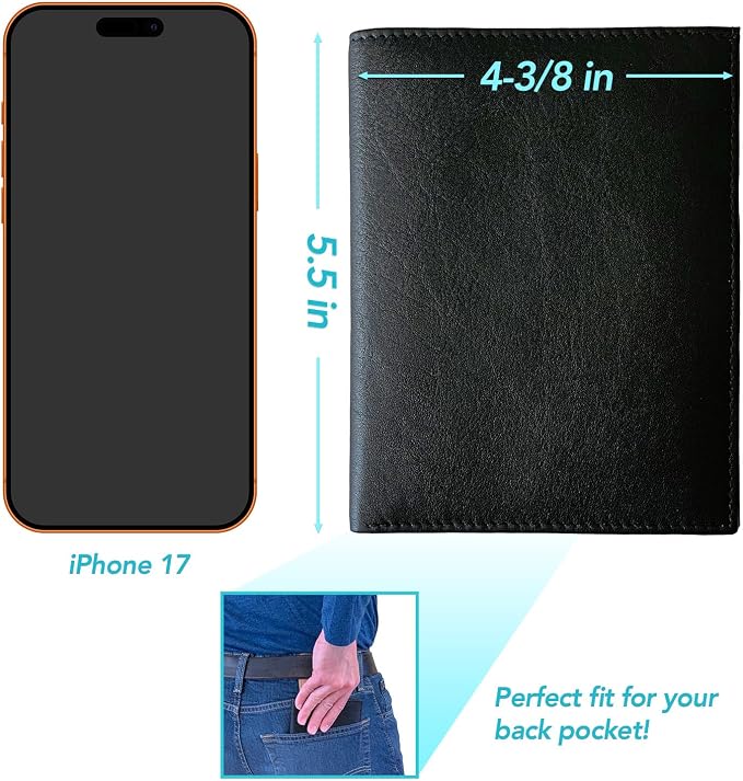 Black RFID Genuine Leather Passport Wallet - Image 4