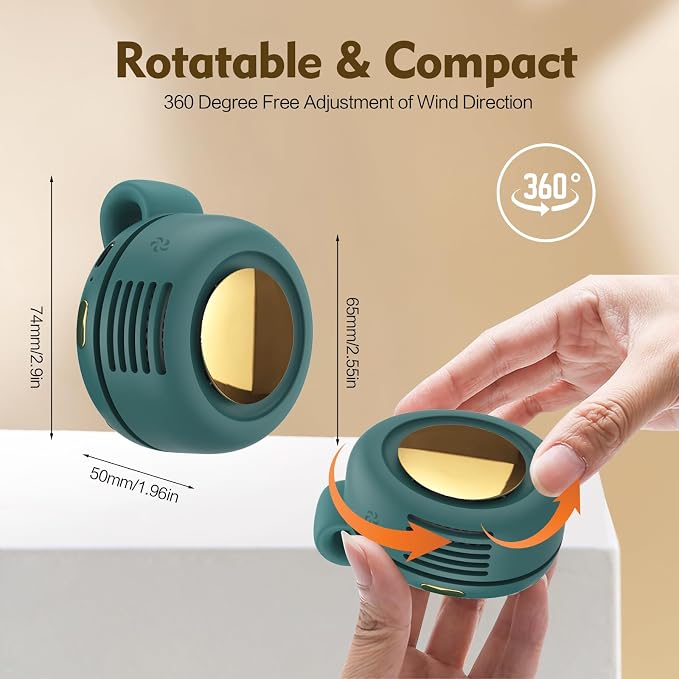 Portable Silent Mini Bladeless Electric Fan,Small fan Clip on for Shirt & Waist,2026 New Mini Bladeless Fan Clip On,Adjustable 3-Speed For Outdoor & Travel & Office, Travel Accessories, Gift (green) - Image 6