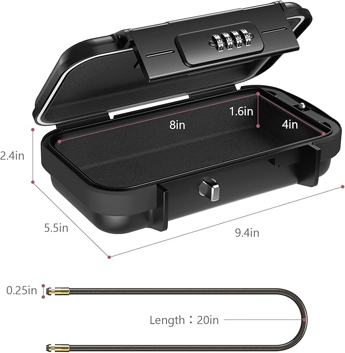 LOFICOPER Portable Safe Lock Box, 4 Digit Security Case, Beach Safe Box with Removable Chain, Waterproof Design, for Sports, Beach, Travel, Black - Image 4