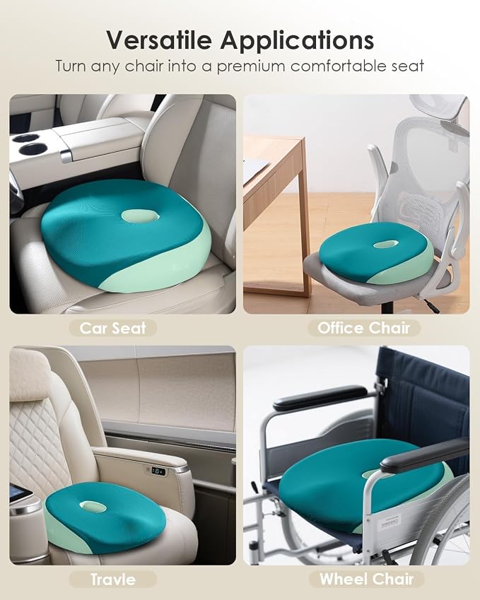 Seat Cushion, Memory Foam Cushion for Office Chair, Ergonomic Office Seat Chair Cushion for Relieving Sciatica, Soft & Breathable Car Seat Cushion - Green - Image 8