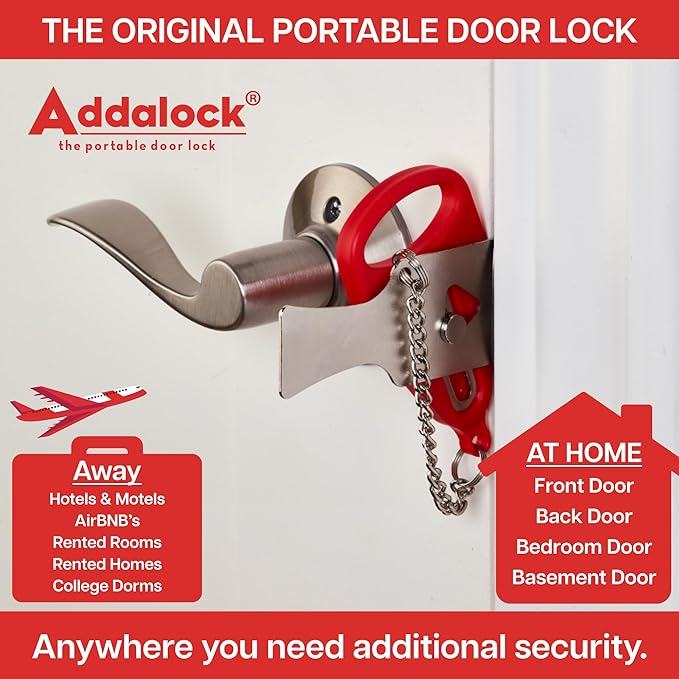 The Original Portable Door Lock for Travel & Home Security, Durable 1-Piece Door Latch Lock for Houses, Apartments, Hotels, Motels, Dorms & AirBnBs - Lock the Door & Stay at Home or Away - Image 3