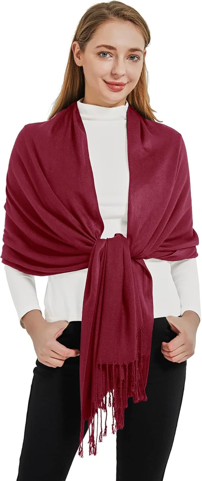 Soft Silky Pashmina Shawl Wraps Solid Colors Scarf for Wedding Evening Dresses by Ronfoxi