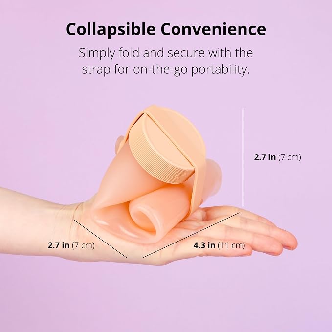 BLUE GINKGO Collapsible Water Bottle [2-Pack] – Lightweight, Foldable Silicone Bottles for Travel, Hiking, and Camping (16.9oz, Made in Korea, Peach) - Image 3