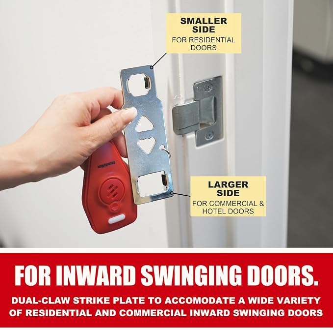 Securityman Portable Door Lock with Alarm | Hotel Door Locks for Travelers Security | Loud 130dB Door Security Device for Hotel Room, Apartment Home, & Travel Safety Inside for Women Children - Red - Image 8