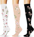 (3 pairs) Compression Socks 20-30 mmHg Long Knee High Socks for Women Men Support Athletic Travel Daily Wear by Saniripple