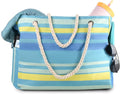 Genteen Beach Bag for Women, Large Waterproof Sandproof Beach Tote with Zipper Pocket, Solid for Travel Pool by Genteen