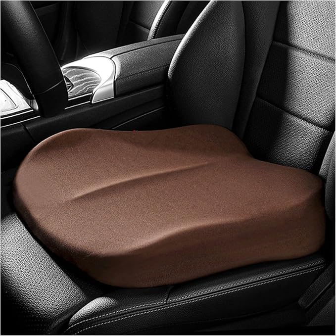 Car Seat Cushion, Ergonomic Memory Foam Auto Seat Boost Mat for Short People Driving, Non-Slip Driver Seats Height Cushion Office Chair Pillow for Tailbone Back Pain Relief (Coffee) by Unknown