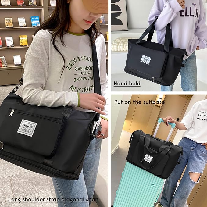 Travel Duffel Tote Bag,Travel Weekender Overnight Bags Women Carry On Bag Totes for Airplanes,Sports Gym Duffle with Trolley Sleeve - Image 2