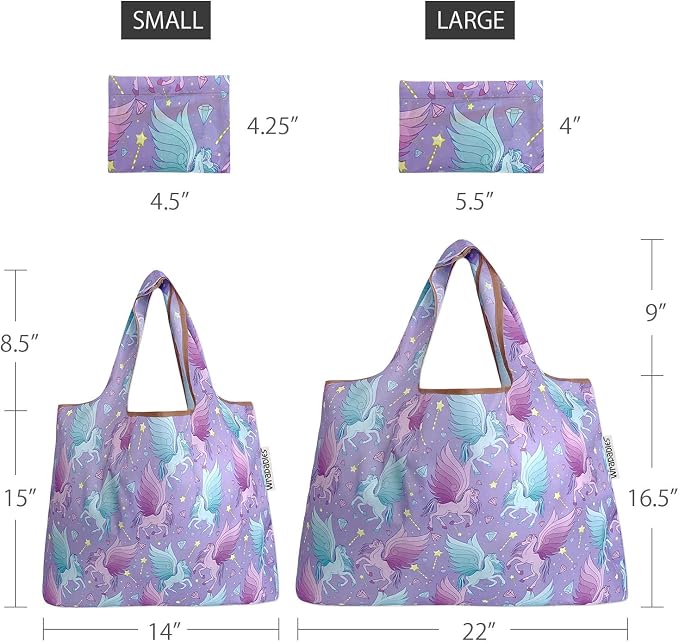 allydrew Large Foldable Tote Nylon Reusable Grocery Bags - Image 3