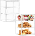 Bread Box for Kitchen Countertop, 3 Layers Pastry Display Case, 2 Pack | Adjustable Shelves, Magnetic Door, Clear Acrylic Display, Easy Assembly, Stable Design, for Bread, Cookies, Cakes & Pastries by SANKEUHomeStorage