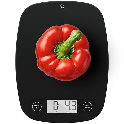 Greater Goods Food Scale, Slim & Compact Build, 1g Precision (Matte Black) | Digital Kitchen Scale for Cooking, Meal Prep & Portion Control, Tare, Auto Shut-Off, g/oz/lb/ml Conversion & Calorie Tracking by GreaterGoods