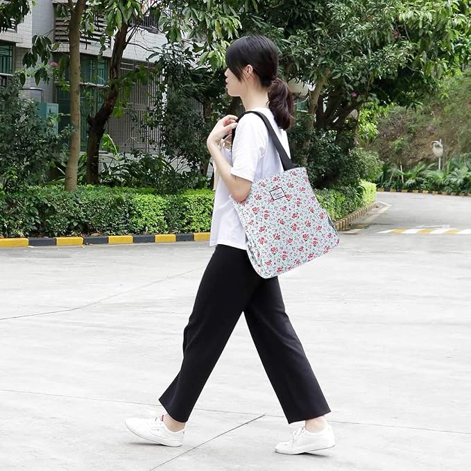 KAMO Floral Tote Bag - Waterproof Lightweight Handbags Travel Shoulder Bag for Hiking Yoga Gym Swimming Travel Beach - Image 2