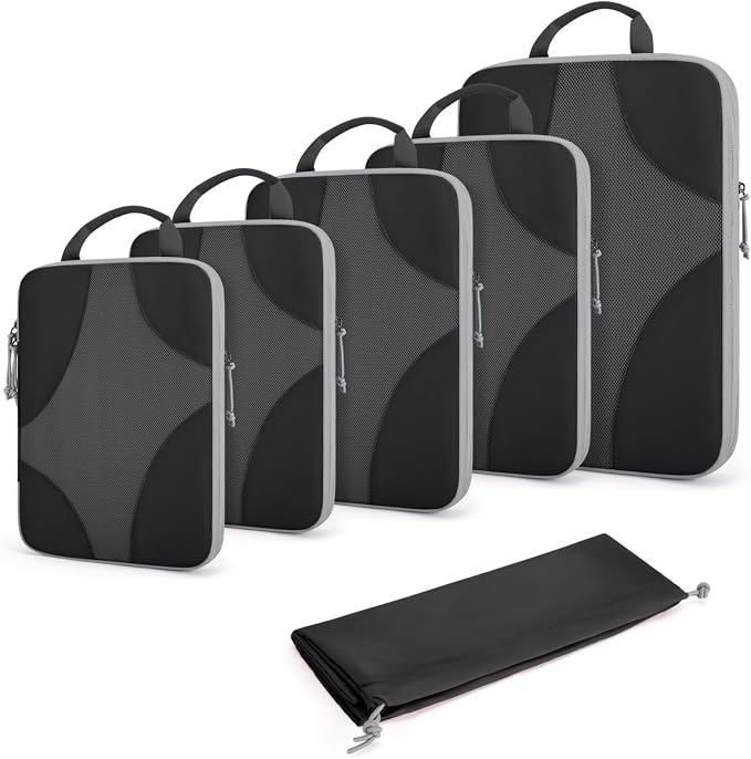 Bagsmart Compression Packing Cubes, Travel Bag Cruise Ship Essentials | Lightweight, Compressible Suitcase Organizer Set fit Standard Carry-On & Checked Luggage, 6 Set, 14 Set Washable Packing Bags by BAGSMART