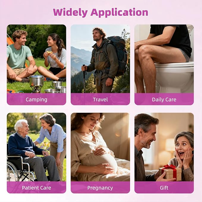 Hibbent Portable Bidet for Travel, High Pressure Electric Handheld Bidet Sprayer, 350-550ML Expandable Bottle for Personal Hygiene, USB-C Rechargeable Waterproof, Travel Sprayer for Women & Men, Pink - Image 9