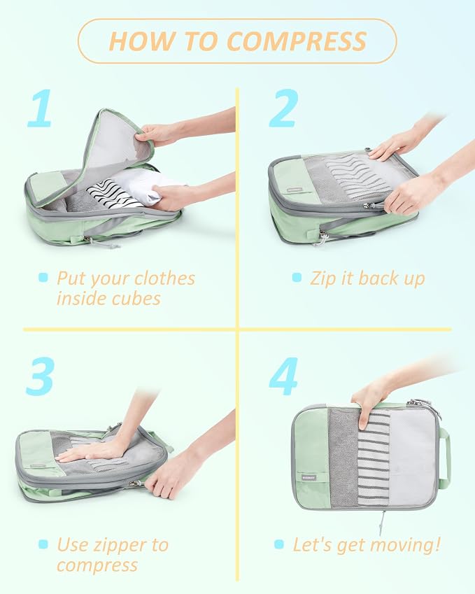 BAGSMART Compression Packing Cubes for Travel Essentials | 14 Set /6 Set /4 Set/2 Set, Lightweight, Durable - Image 6