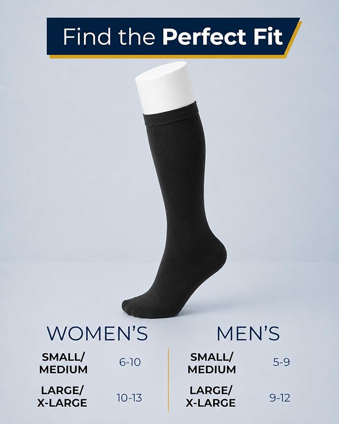 Pembrook® Bamboo Viscose Light Compression Socks - 3 Pairs | 8-15 mmhg Compression Socks | Knee High Comfort Support Socks - Image 7