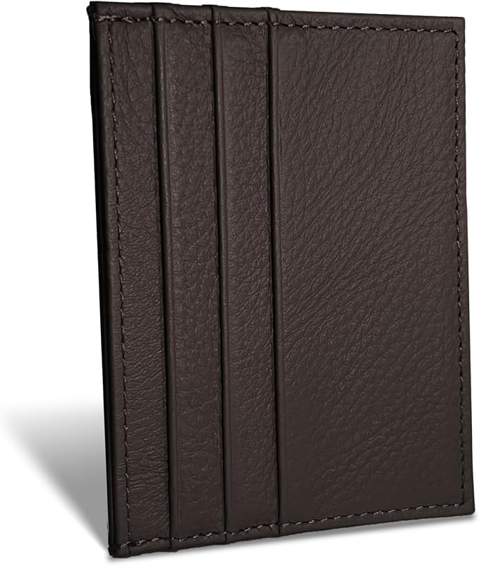 WOXVM Credit Card Holder Wallet RFID Blocking Slim Credit Card Cases Holder Premium Leather Minimalist Front Pocket Small Wallet with 6 Card Slots and 1 Pockets for Men Women (Dark Brown) by WOXVM