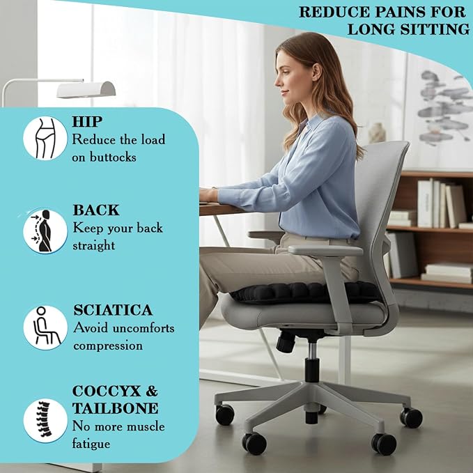 Inflatable Travel Cushion & Neck Pillow – Airplane Seat Cushion with 3D Air Cell, Chair Cushion for Office, Non-Slip Waterproof Pad, Wheelchair, Flight Seat Cushion, Travelling Cushion - Image 8