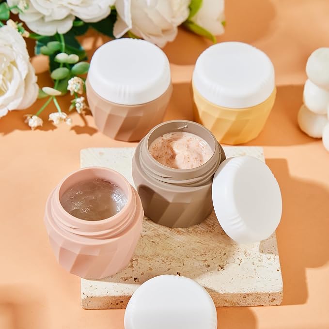 Travel Containers for Toiletries, Premium Silicone Cosmetic Cream Jars, TSA Approved Leak-Proof Refillable Travel Size Toiletries with Clear Bag for Cosmetic Face Body Cream (Apricot, 1OZ) - Image 4