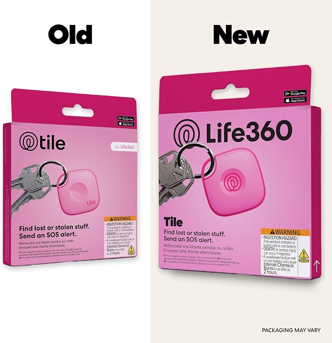Life360 Tile - Bluetooth Tracker, Keys Finder and Item Locator for Keys, Bags and More. Phone Finder. Both iOS and Android Compatible. 1-Pack (Pink Punch) - Image 2