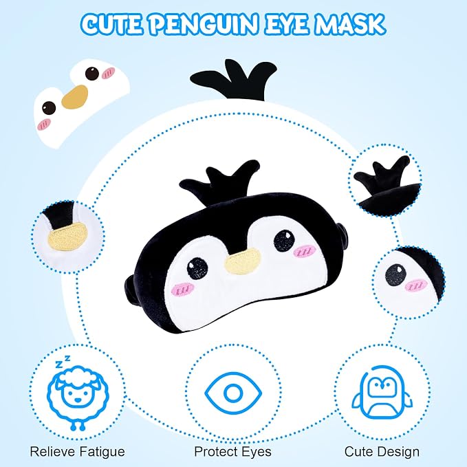 Cirorld Travel Pillow for Kids Adult Cute Neck Pillow for Traveling Memory Foam Airplane Pillow Sleep Mask Animal Flight Pillow Head Rest Neck Support for Cars Long Flights (Penguin, 9-12 Y/O) - Image 6