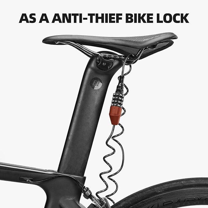 ROCKBROS Motorcycle Helmet Lock Combination 4 Digit Lightweight Cable | 0.18" Thick Anti-Cut Steel, Extends to 60", 100g Ultra-Light, PVC Coating Scratch-Free, for Helmet/Wheel/Stroller/Luggage - Image 5