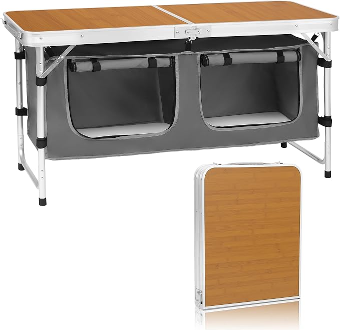 Camp Field Camping Folding Aluminum Table with Adjustable Legs for Outdoor Travel Beach, Backyards, BBQ, Party and Picnic Foldable Table by CampField
