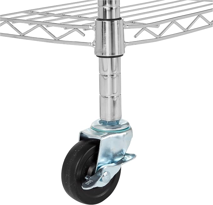 Amazon Basics 4-Shelf Adjustable Heavy Duty Storage Shelving Unit with Wheels, No-Tool Easy Assembly, Garage Shelving, Metal Wire Rack with Casters and Leveling Feet, 36" x 14" x 57.8", Chrome - Image 4