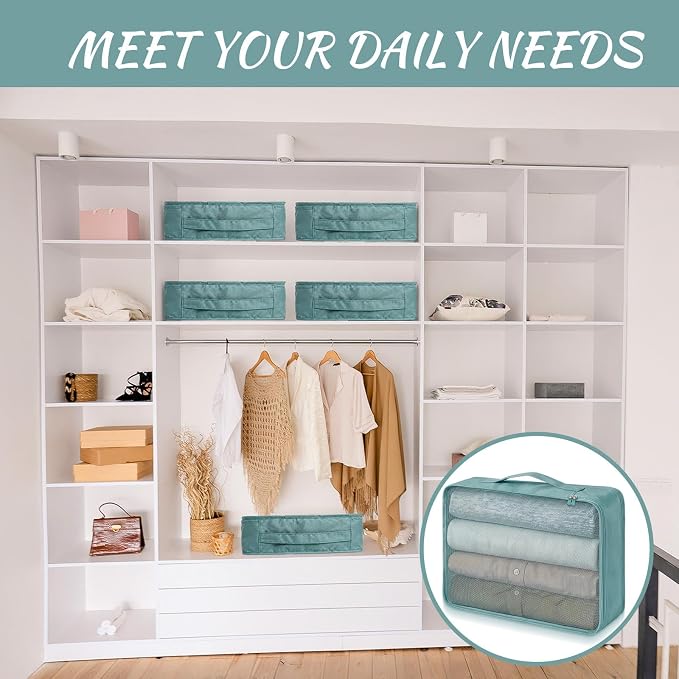 Silkfly 8 Pcs XL Packing Cube for Travel Luggage,Simple,Gray Blue | 17.7 x 13 x 4.7, Same Size, Gray Blue Simple, Suitcase Storage Organizer Set, Reusable Mesh Clothes Cube for Hike Camp Family - Image 7