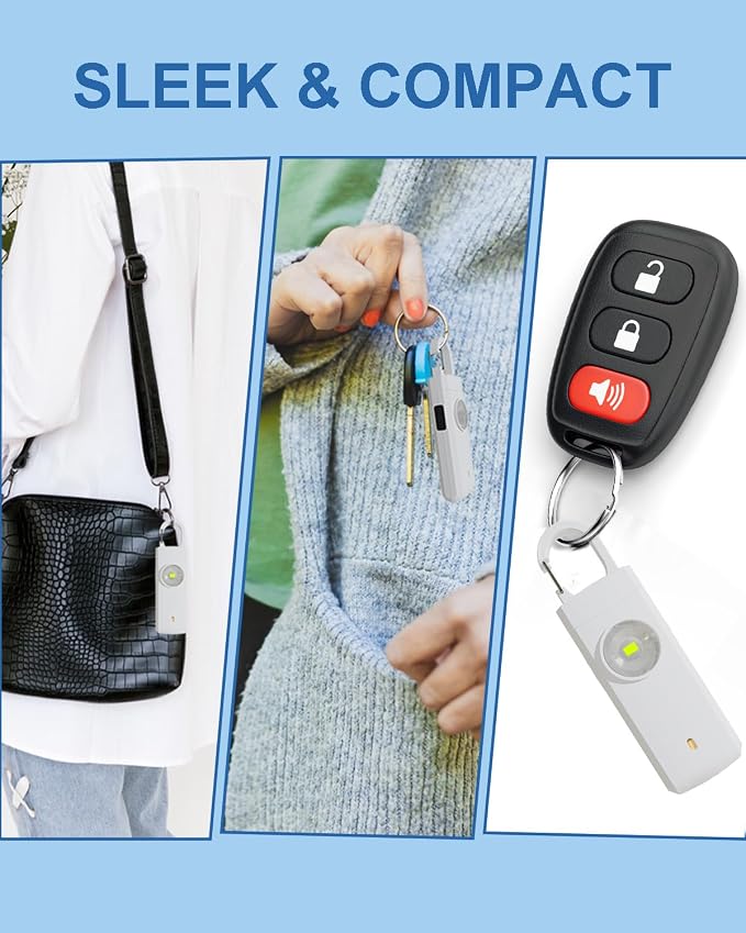 Rechargeable Personal Safety Alarm for Women, Loud Siren Birdie Sound, Strobe SOS LED Light, USB Charging, Be Safe with Personal Alarm Self Defense Keychain for Wife, Daughter, Student, White - Image 7