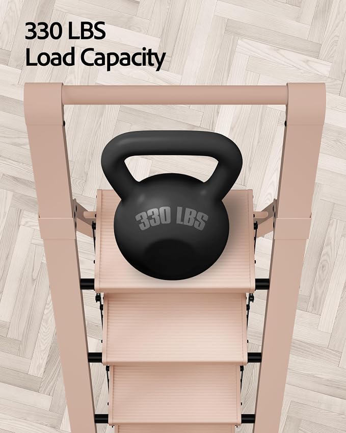 Taranta 4 Step Ladder,Aluminum Step Stool Foldable-Peach Pink | Lightweight Folding Ladder with Convenient Handgrip,Wide Top Pedal,330lbs Capacity Stepladder for Home,Office,Kitchen - Image 4