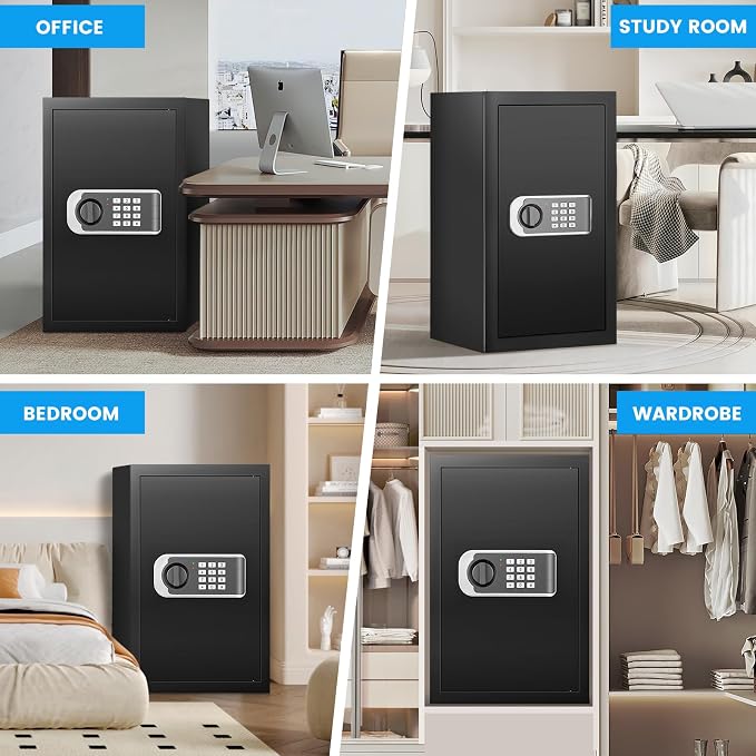 23.6" Tall Large Home Safe, 4.6 Cuft Safe Box with Fireproof Waterproof Bag | Security Safes for Home with Programmable Keypad Keys, Smart Alert, Mute Mode, Anti-theft Digital Safe fo Valuables - Image 9