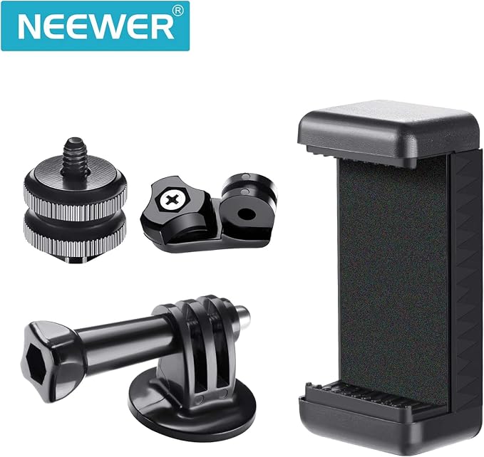 NEEWER Phone Holder/Hot Shoe Mount Adapter Kit Action Camera Mount Compatible with GoPro Hero 12 11 10 9 8 7 6 5 DJI OSMO Action 4 3 2 iPhone 15 Pro Max 14 13 Pro Samsung S23 for DSLRs Ring Light - Image 3