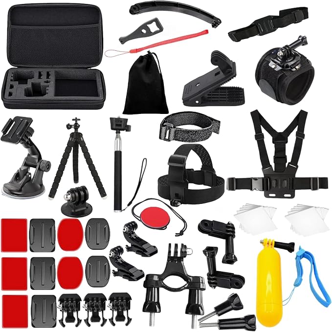 50-in-1 Action Camera Accessory Kit Compatible with GoPro Hero 12 11 10 9 8 Max 7 6 5 Black GoPro 2018 Session Fusion Silver White Insta360 DJI Action 2 AKASO APEMAN Campark SJCAM etc by Unknown