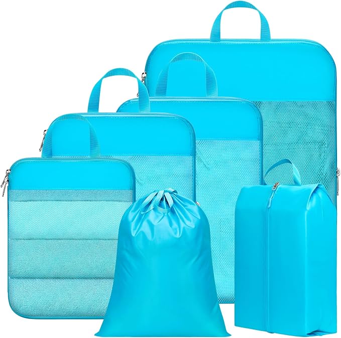 Cambond Compression Packing Cubes for Travel - Luggage Suitcase Organizer | Compression Zip Design for Space-saving, Expandable, Lightweight, Keep Clothes Sorted, Luggage Space Tidy, Carry on Pack Fast by Cambond