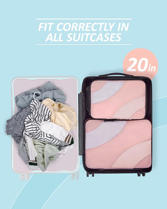 BAGSMART Compression Packing Cubes for Travel | Lightweight suitcase organizers bag set, space-saving double zipper expansion for carry-on luggage & travel organization - Image 3