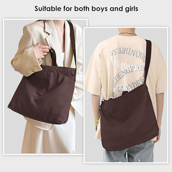 Women's Canvas Tote Bag inside Out Bag with Adjustable Crossbody Strap for Work Travel Shopping Durable Handbag for Men - Image 6