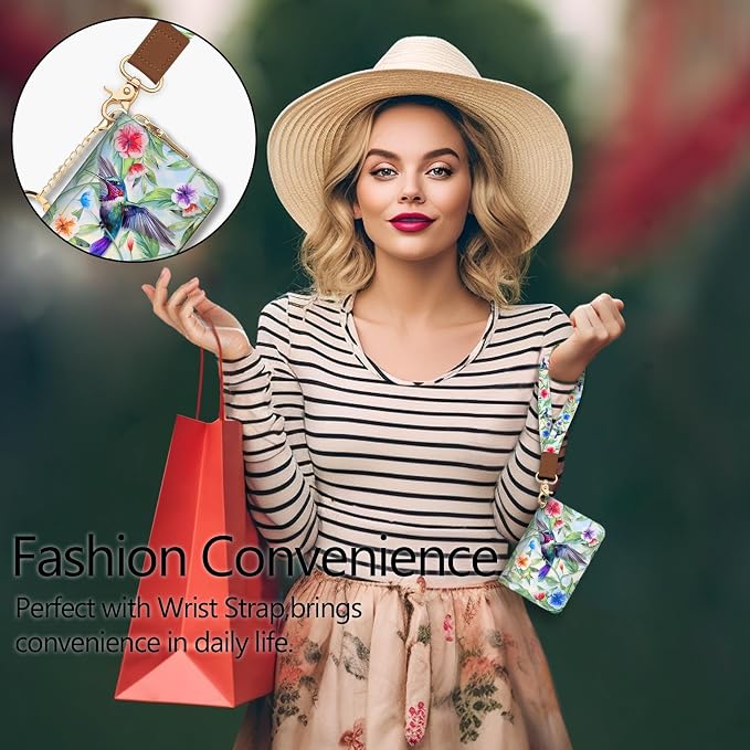 Blusabaca Women Credit Card Holder, Small RFID Wallet with Wristlet Strap | Removable Keychain, Case with Zipper, Vegan PU Leather, Cash Coin Pocket, Business Accordion Purse, Ladies Female Gift - Image 2