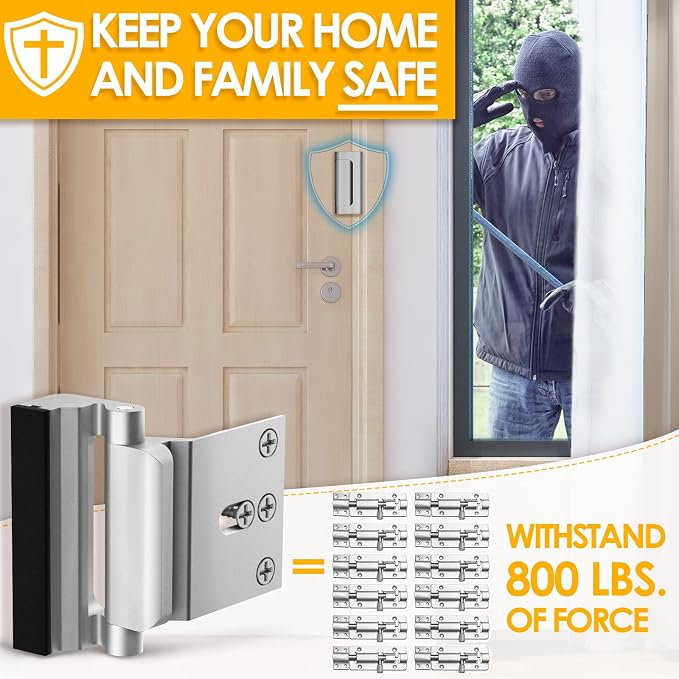 Door Reinforcement Lock Withstands 800lbs of Force Door Lock for Kid Safety | ChildProof Door Safety Locks from Inside Drilling Required, Prevents Unauthorized Entry, Add a Door Security Lock for Privacy - Image 2