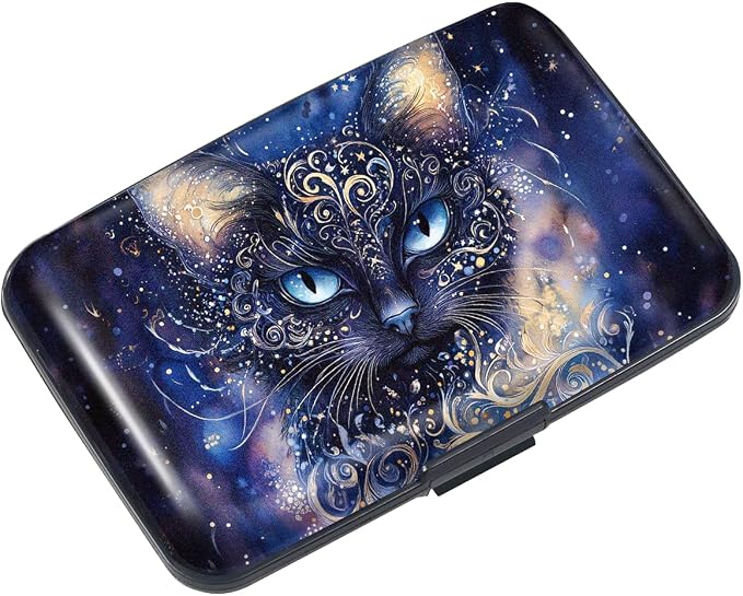Coco Rossi Credit Card Holder RFID Aluminum Small Mini Wallet Women | Metal Wallet, Business Cards Holder, ID Case, Slim Sleeves, Womens Girls Gift, Carry Proof Wallets for Travel, Cool Cat - Image 7