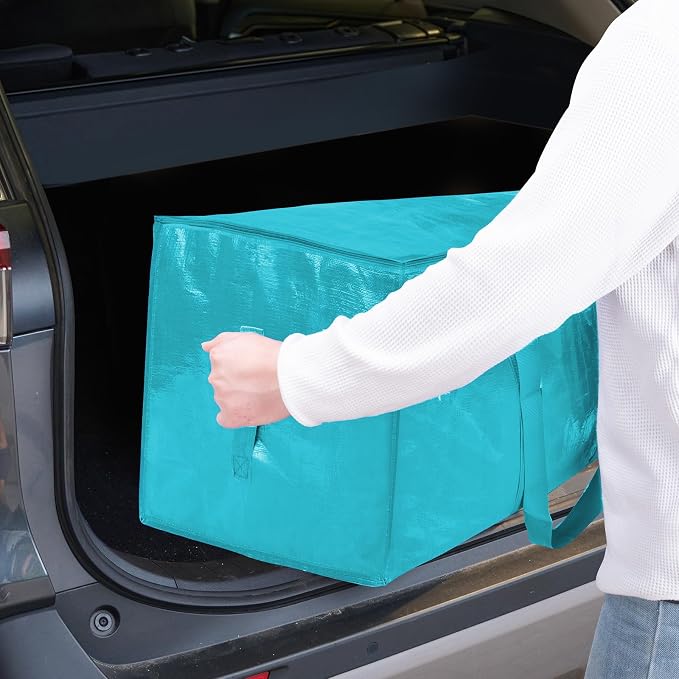 TICONN 8 Pack Extra Large Moving Bags Heavy Duty with Zippers & Carrying Handles, Durable Storage Bags Moving Boxes for Closet Organizers and Storage (8 Pack, Aqua) - Image 10