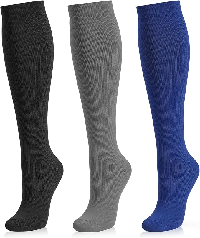 Medical Compression Socks for Women and Men 3 Pairs 20-30 mmHg Knee High Christmas Compression Stockings Circulation Best for Running Athletic Nurses by UUSOCKS