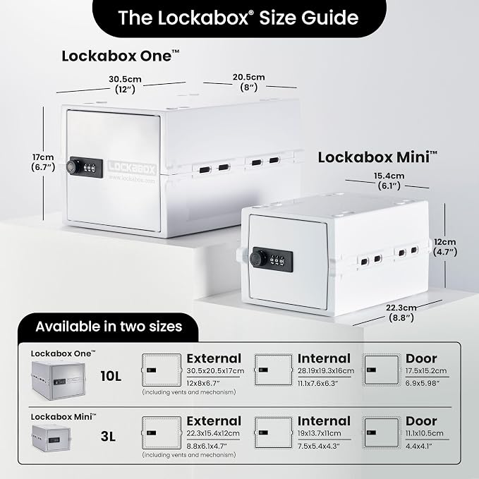 Lockabox One™ | Premium Lock Box | Medium Combination Lock Box For Food, Medicine & Home Safety | External Size 12 x 8 x 6.6 inches (Opal White) - Image 5