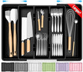 Large Expandable Silverware Drawer Organizer, Utensil Tray | Kitchen Drawer Organizer for Spoons/Forks/Knives, Multipurpose & BPA Free Cutlery Tray (1 Pack, Black) by Unknown