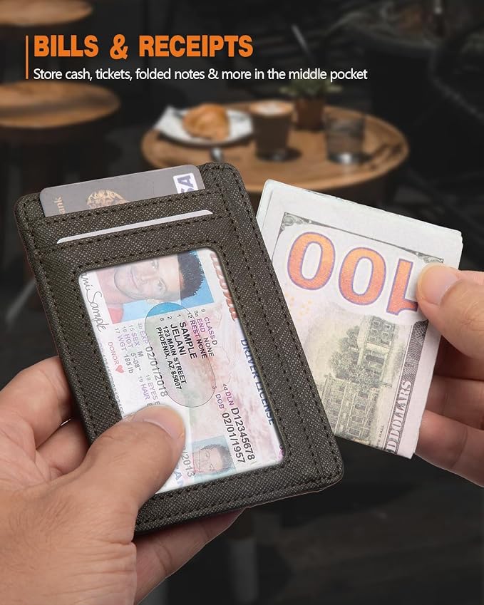 RUNBOX Slim Wallet for Men and Women, RFID Blocking Leather Card Holder | Minimalist 8-slot design fits IDs and credit cards in a thin profile for front pockets, purses, pants and travel - Image 6