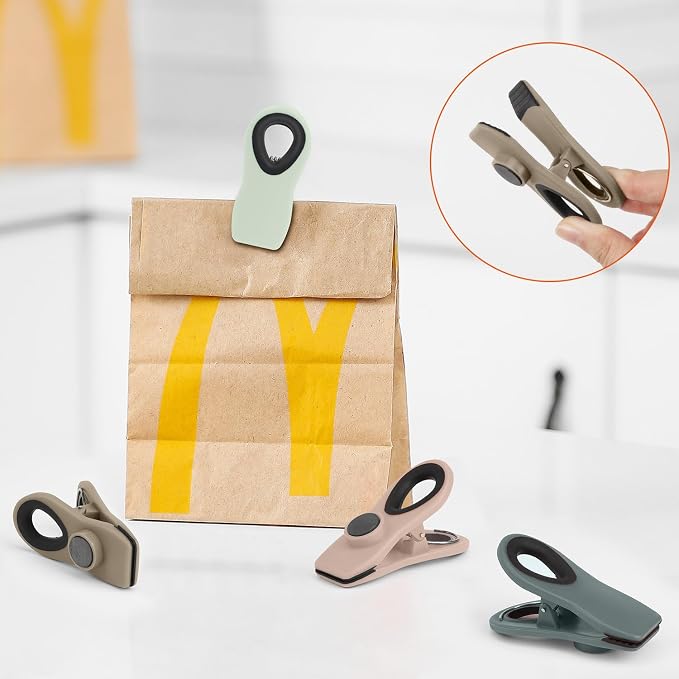 Chip Clips, Magnetic Bag Clips with Air Tight Seal for Food Storage, 16 Pieces, Neutral Color - Image 5