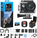 AKASO EK7000 4K30fps Action Camera with 64GB MicroSDXC U3 Memory Card Accessories Kit Bundle Ultra HD 131FT Waterproof Underwater Camera EIS WiFi Remote Control 4X Zoom, Black by AKASO