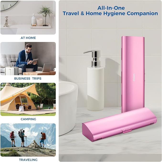 Aluminum Electric Toothbrush Travel Case, 2 in 1 Travel Toothbrush Holder for Oral B/Oral-B Pro 1000 1500 5000 and Most Electric Toothbrush for Traveling, Removable Silicone Liner-Pink - Image 7
