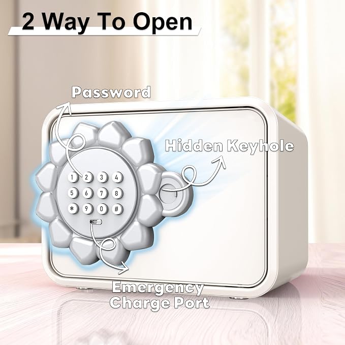 Mini Safe Box, Small Digital Security Safe Box with Keypad Lock, Small Safes for Kids with Auto Door/Coin & Bill Slot – for Cash, Jewelry & Valuables, Home/Office/Hotel Use, 6.5"D×9.3"W×7.1"H (White) - Image 3